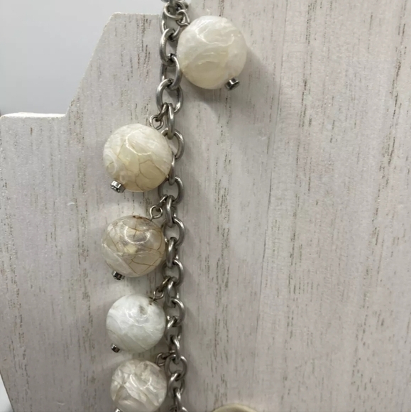 Loft marble bead and ribbon bow long necklace 32" chain link - Picture 4 of 7
